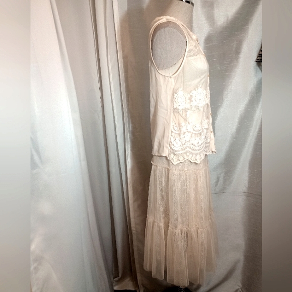 Melady Lace Midi Dress Set: Shein Tank Top+ Camisole & Layered Skirt, Lght Tan,S - Picture 8 of 16